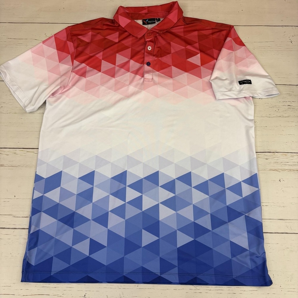Yatta Golf Polo Shirt Mens XL Multicolor Geometric Golf Performance Short Sleeve